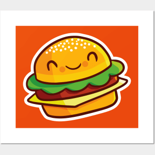 Cute and funny smiling hamburger Posters and Art